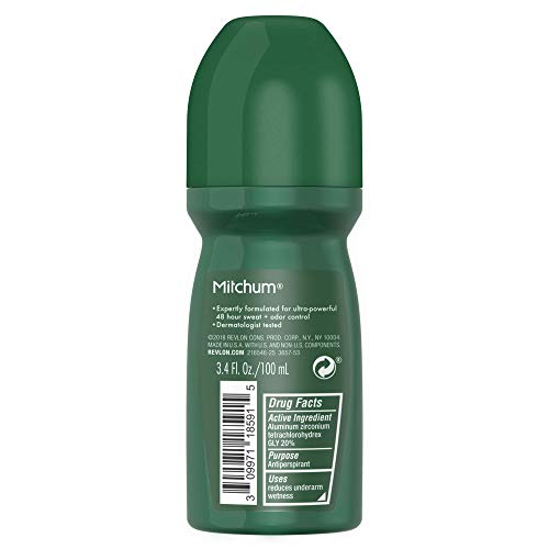 Mitchum Men's Antiperspirant Deodorant, Roll-On Applicator, Unscented, 48HR Protection, Quick-Drying, Dermatologist Test
