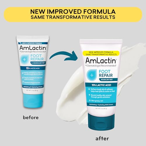 AmLactin Foot Repair Cream - Exfoliator and Moisturizer for Dry Cracked Heels - 3 oz - 15% Lactic Acid  
AmLactin Foot R